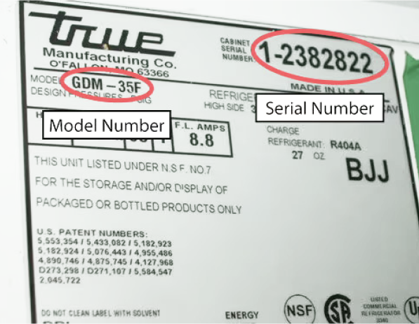 Model and serial number plate location